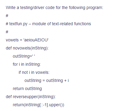 Solved Write a testing/driver code for the following | Chegg.com