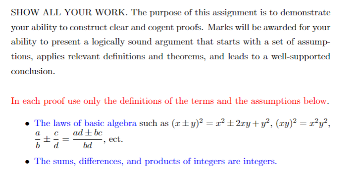 Solved SHOW ALL YOUR WORK. The purpose of this assignment is | Chegg.com