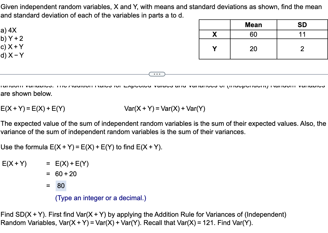 Solved Given independent random variables, X and Y, with | Chegg.com