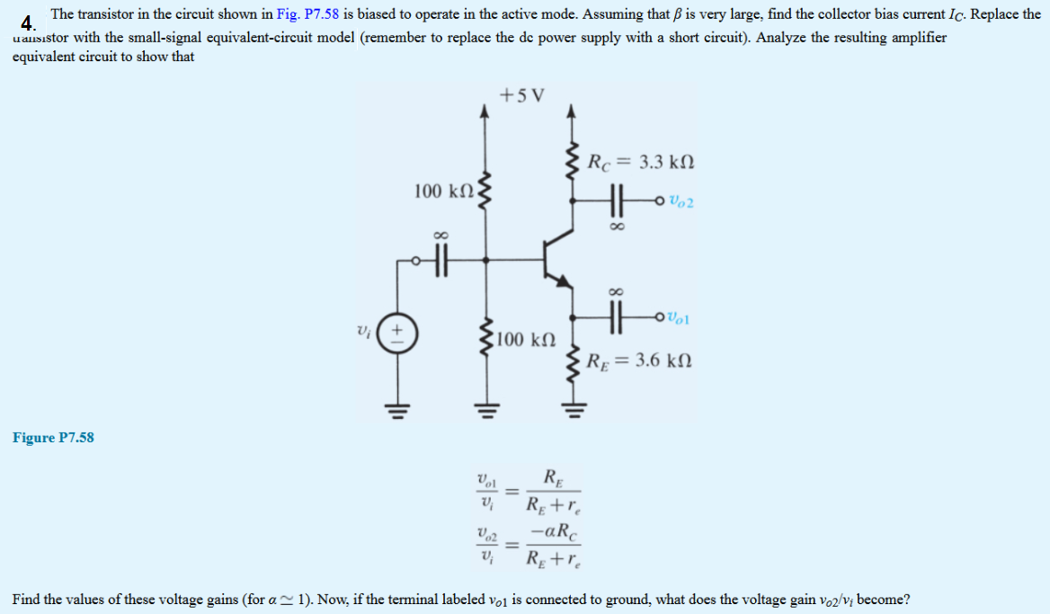 Solved 4. The transistor in the circuit shown in Fig. P7.58 | Chegg.com