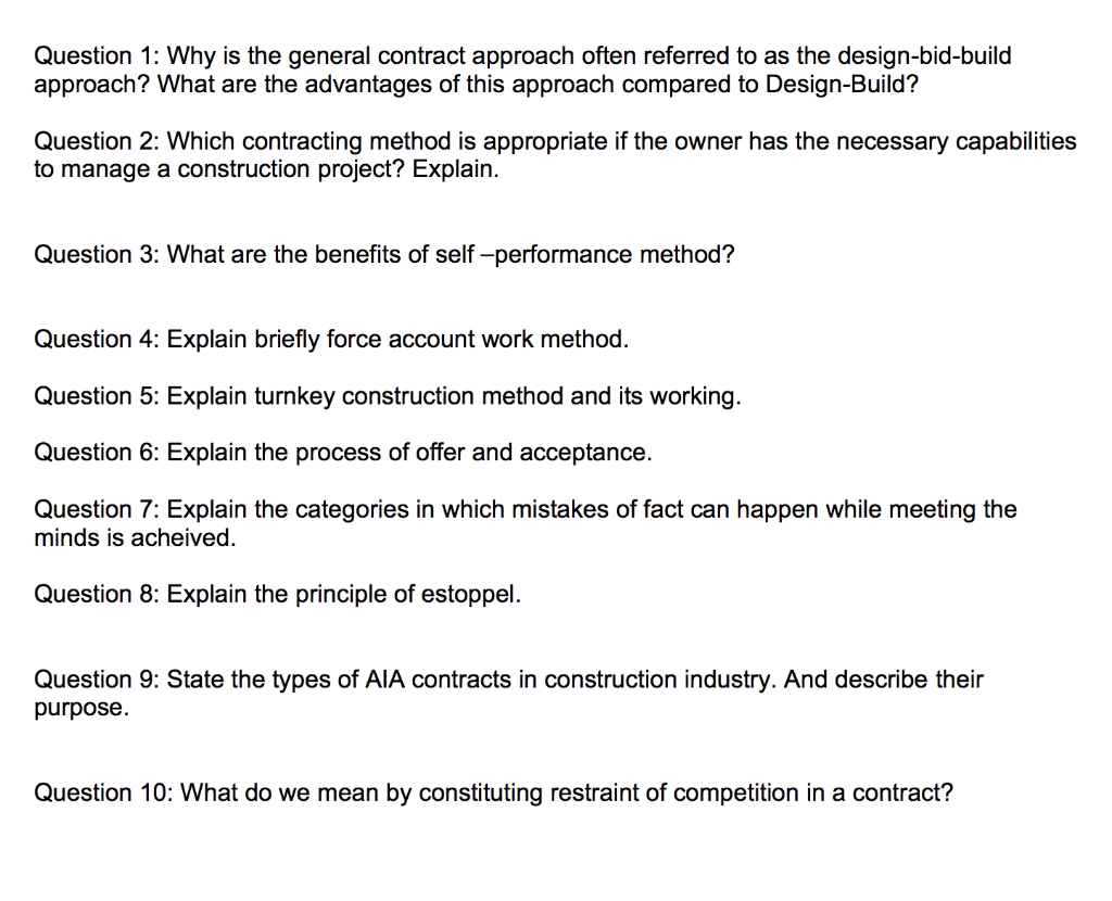 Solved Question 1: Why is the general contract approach | Chegg.com