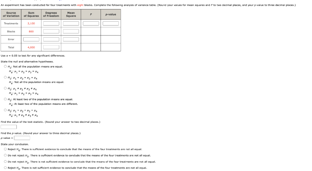 Solved Use a=0.05 to test for any significant diference in | Chegg.com