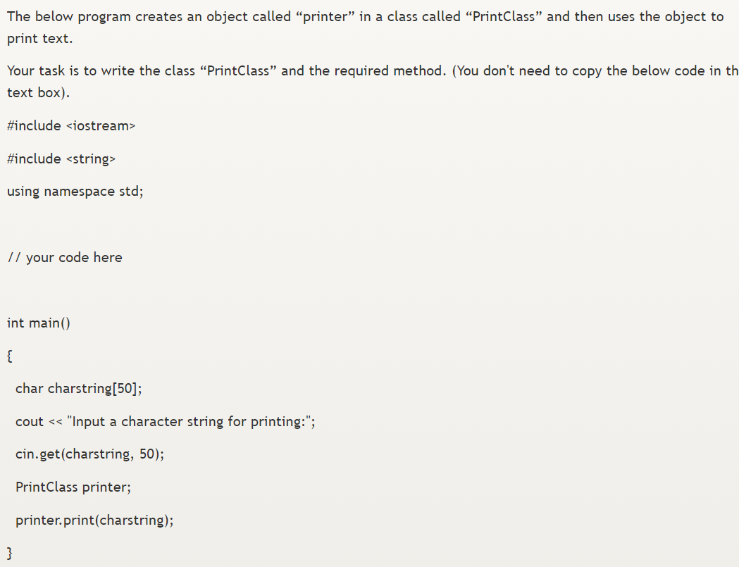Solved The below program creates an object called 