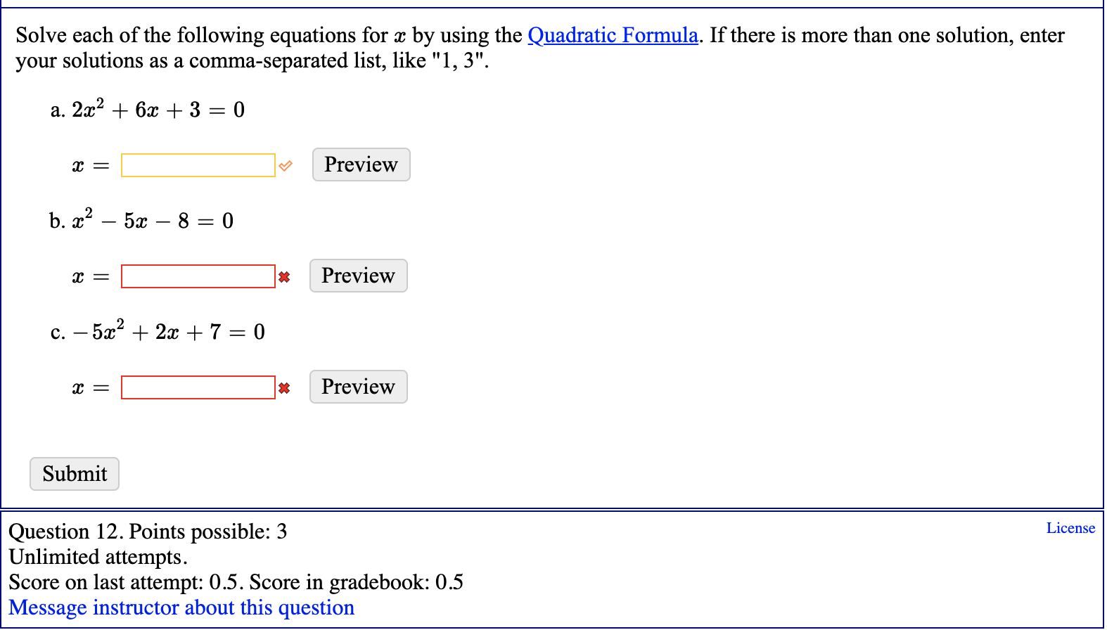 Solved Solve each of the following equations for x by using | Chegg.com
