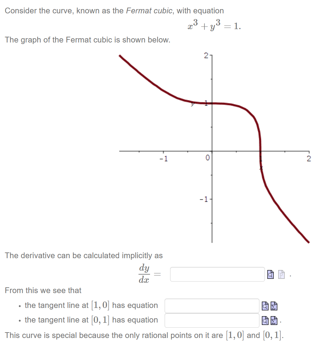 Solved Consider the curve, known as the Fermat cubic, with | Chegg.com