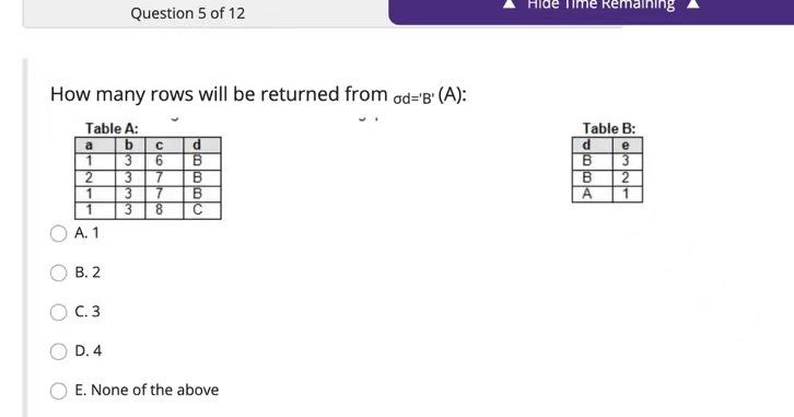 Solved Hide Question 5 of 12 Remaining How many rows will be | Chegg.com
