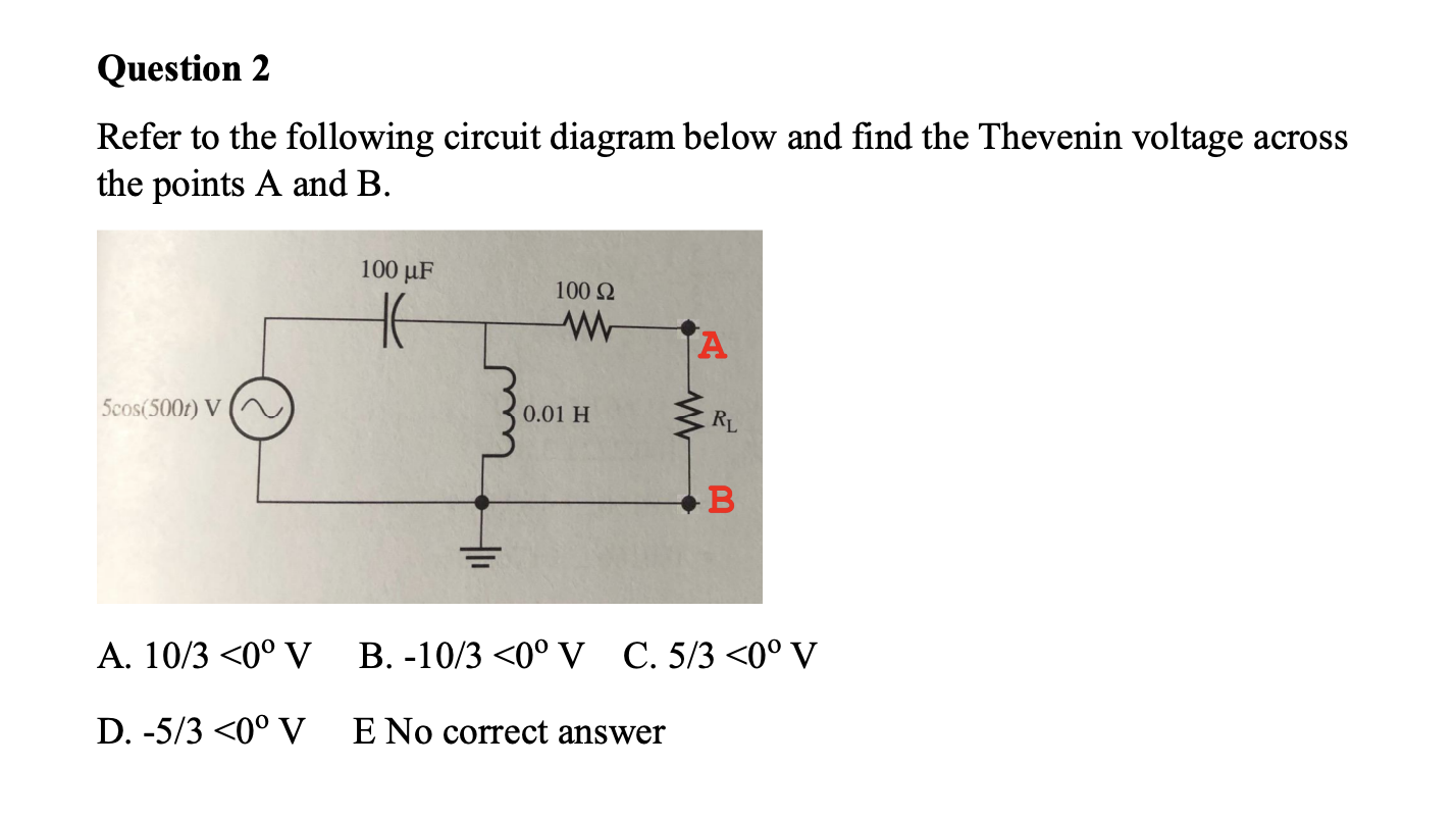 Solved Question 1 Refer to the following circuit diagram | Chegg.com