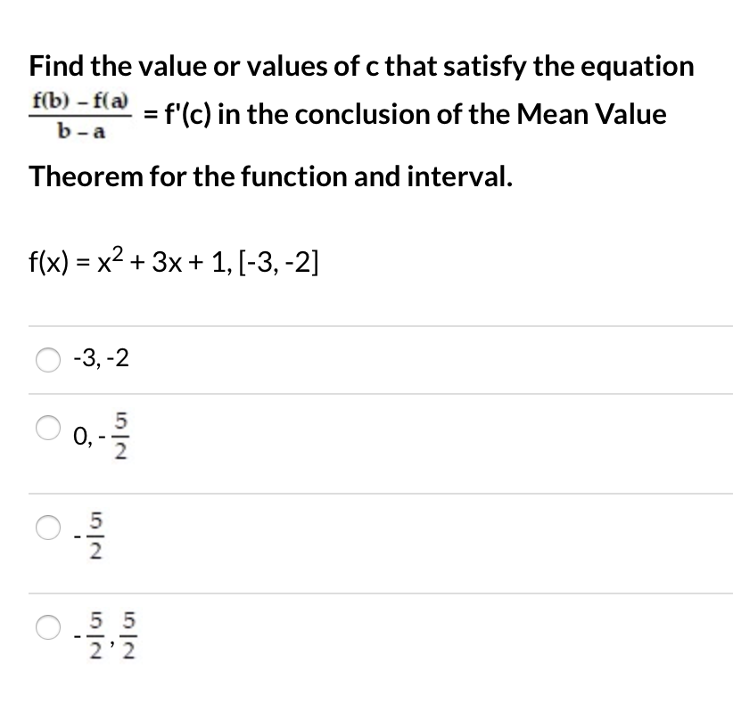 Solved Find The Value Or Values Of C That Satisfy The Equ Chegg Com