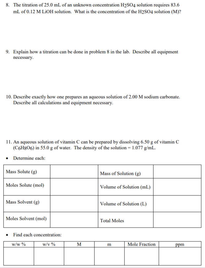 Solved 8. The titration of 25.0 mL of an unknown
