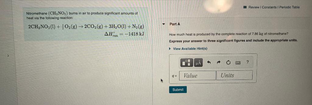 Solved Nitromethane CH3NO2 CH3NO2 Burns In The Air Chegg