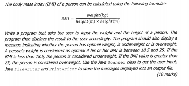 Solved The body mass index (BMI) of a person can be | Chegg.com