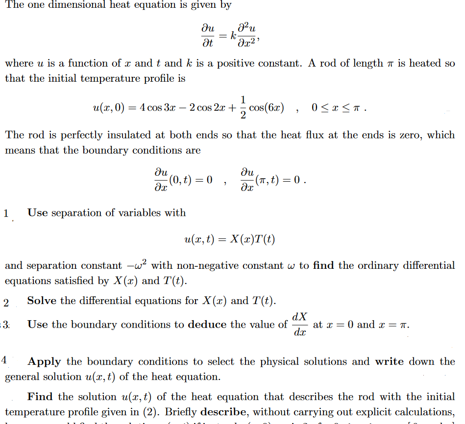 Solved The one dimensional heat equation is given by alu ди | Chegg.com