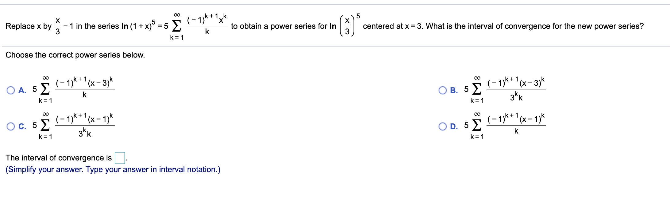 Solved Replace X By 1 In The Series In 1 Replace X By Chegg Com