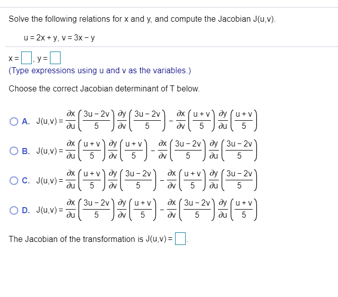 Solved Solve The Following Relations For X And Y And Com Chegg Com