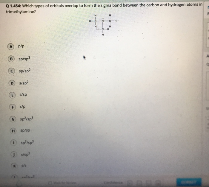 Solved 1.454: Which types of orbitals overlap to form the | Chegg.com