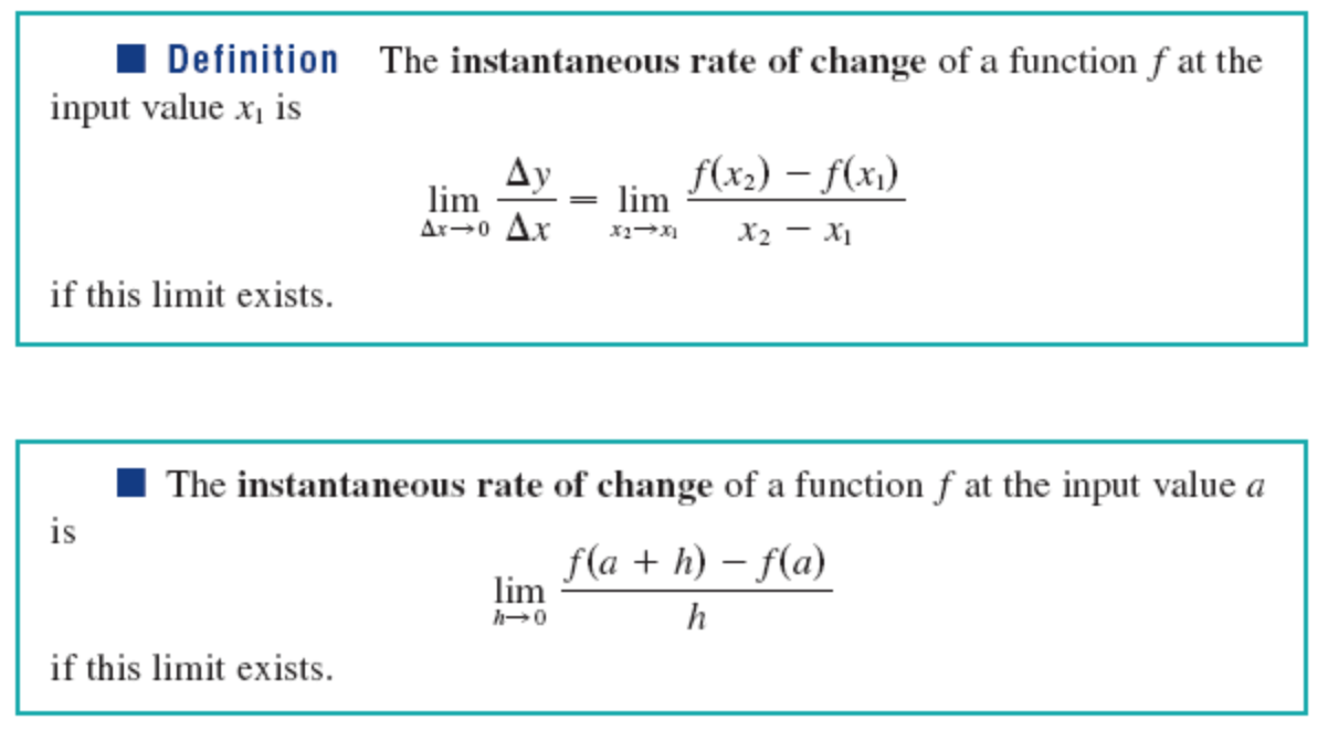 instantaneous rate of change formula