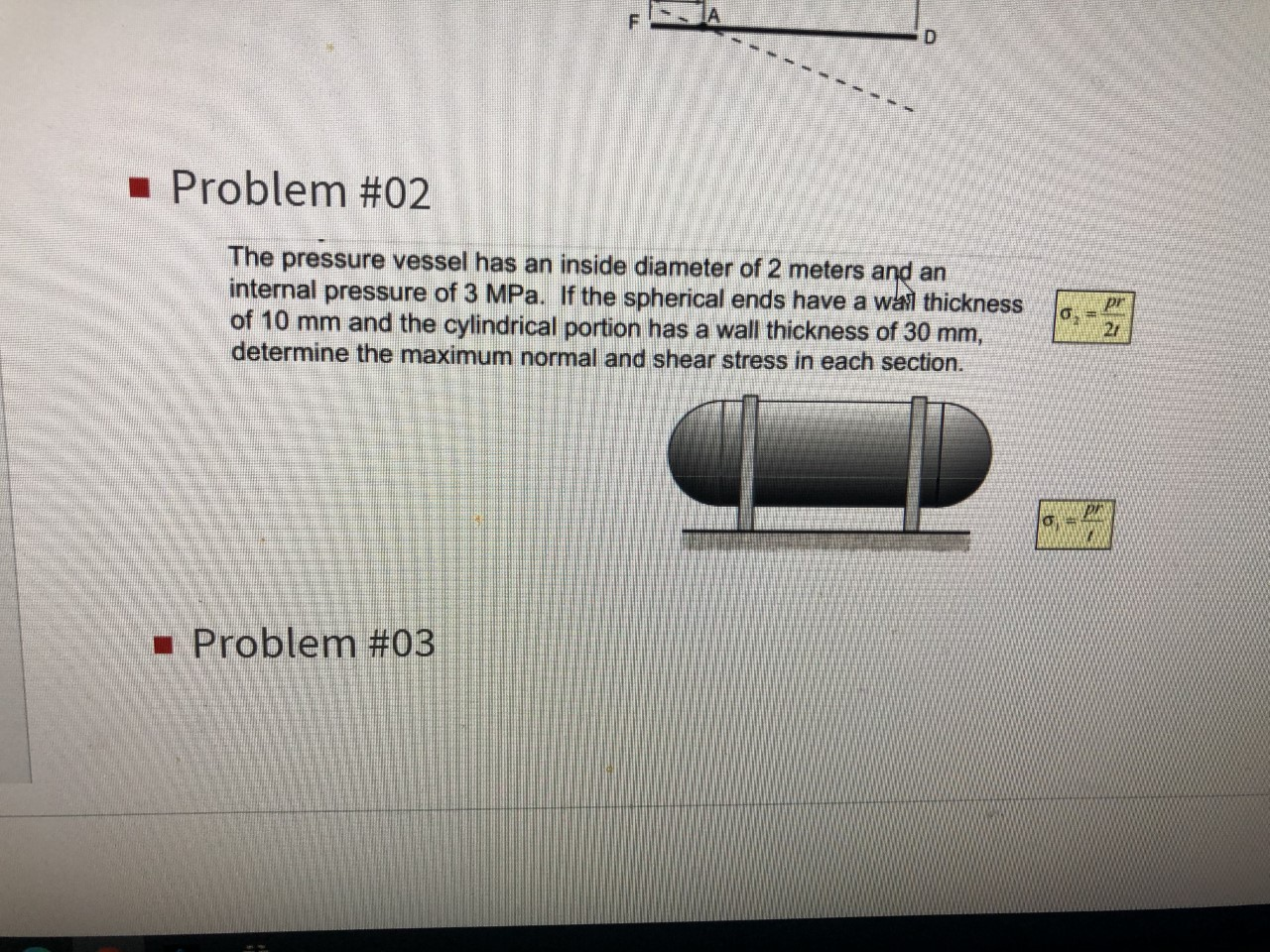 Solved F D Problem #02 The pressure vessel has an inside | Chegg.com