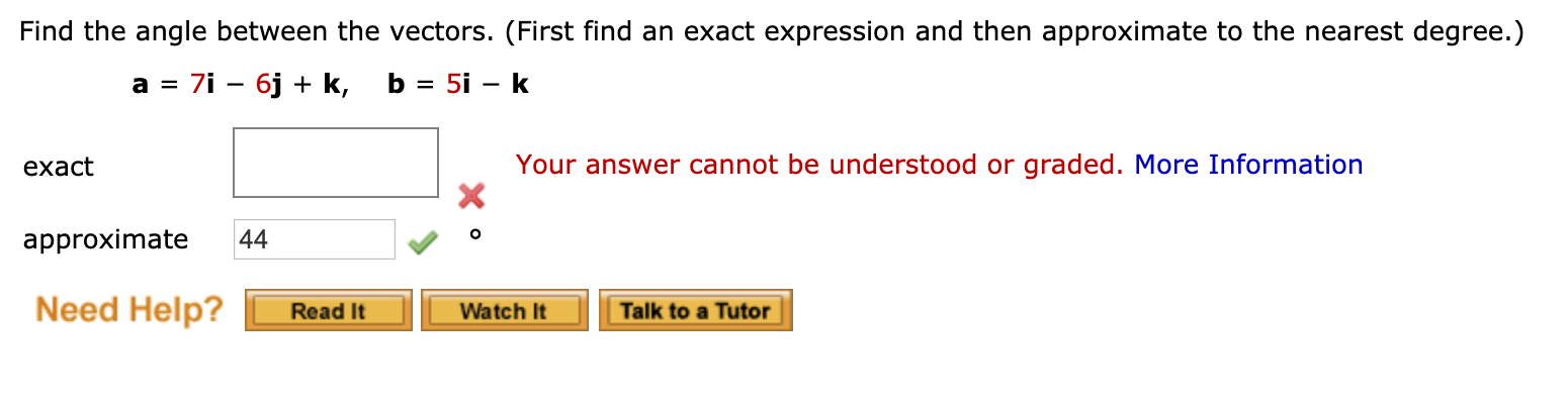 Solved Find The Angle Between The Vectors. (First Find An | Chegg.com