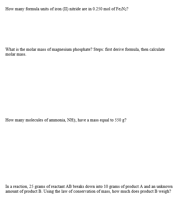 Solved How many formula units of iron (II) nitride are in