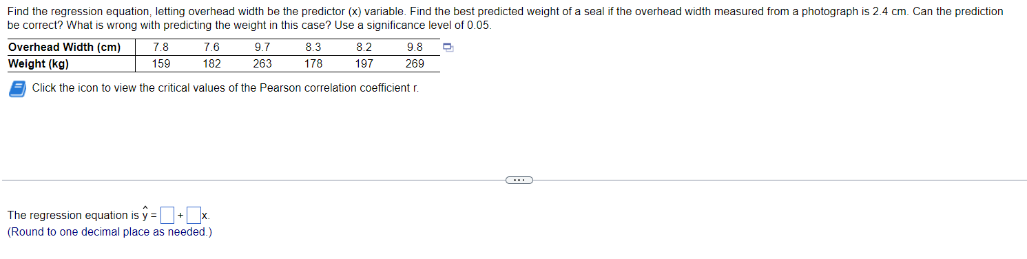 Solved 2. The Best Predicted Weight For An Overhead Width Of 