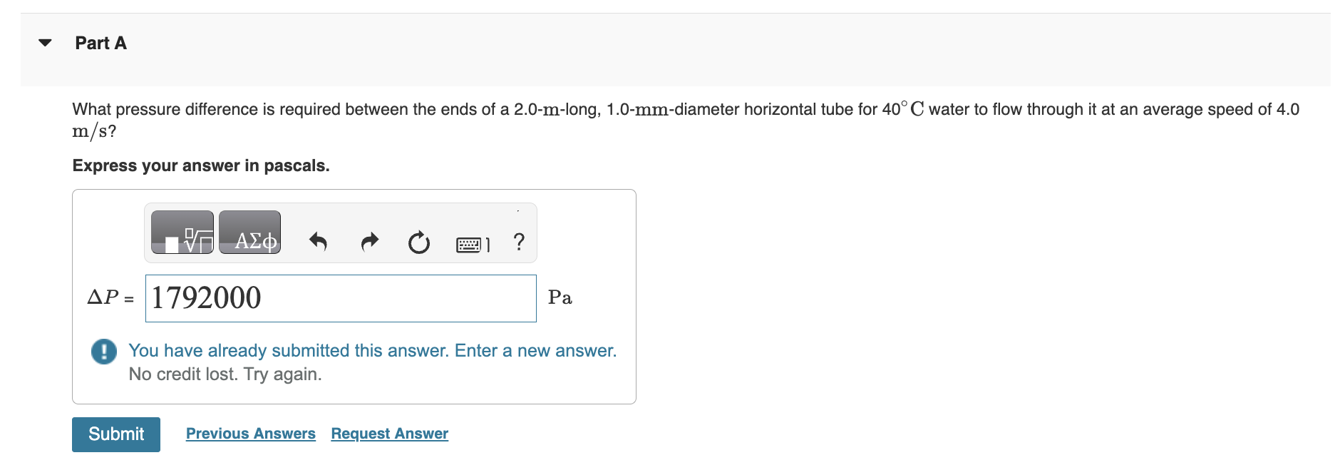 Solved What pressure difference is required between the ends | Chegg.com