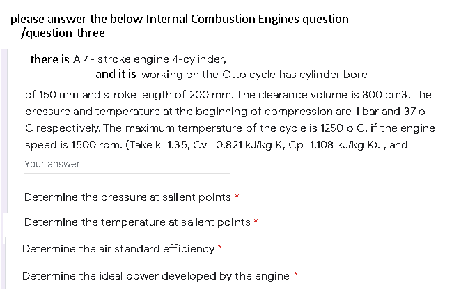 Solved please answer the below Internal Combustion Engines