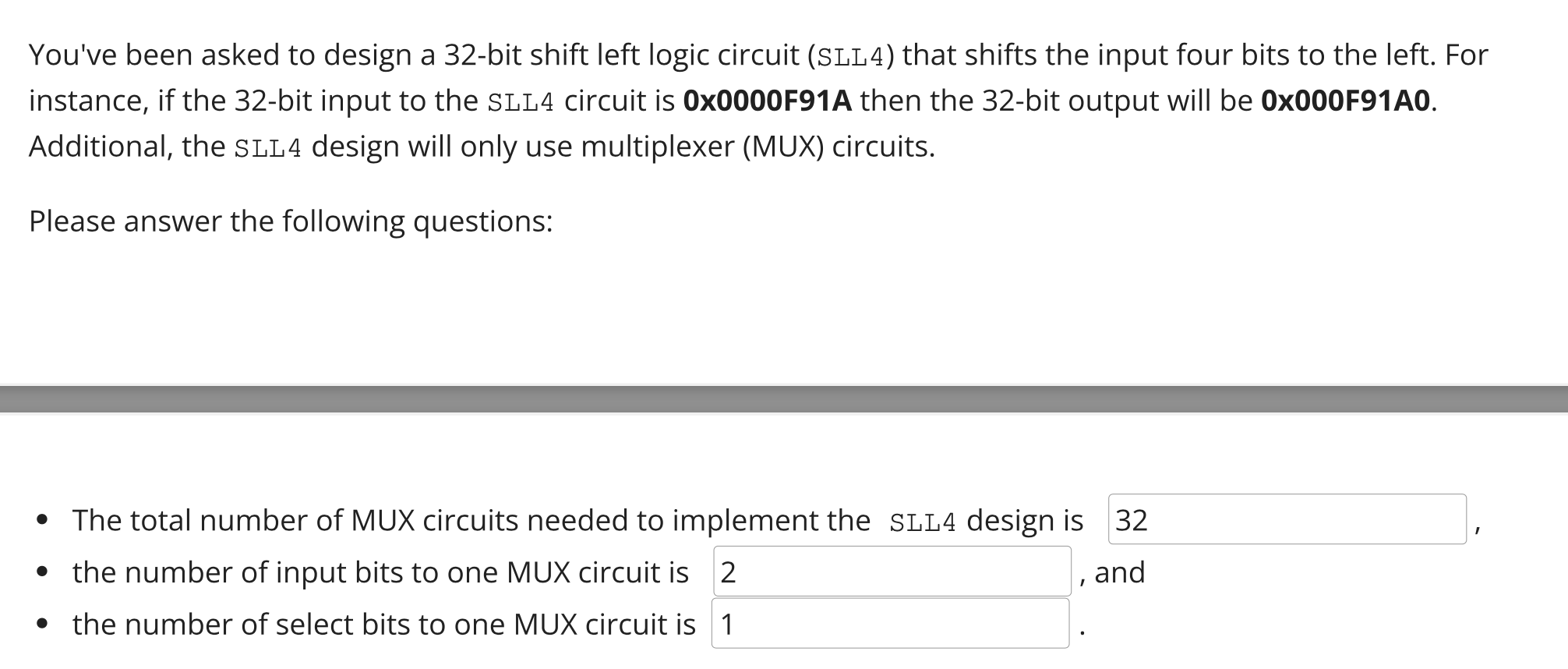 Solved You've been asked to design a 32-bit shift left logic | Chegg.com