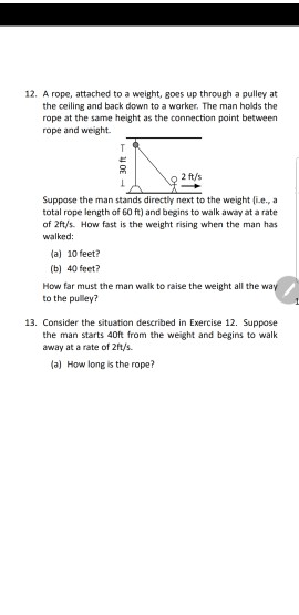 Weight Rising Through Rotation Equation Solved 12. A rope, attached to a weight, goes up through a | Chegg.com