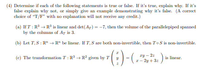Solved (4) Determine if each of the following statements is | Chegg.com