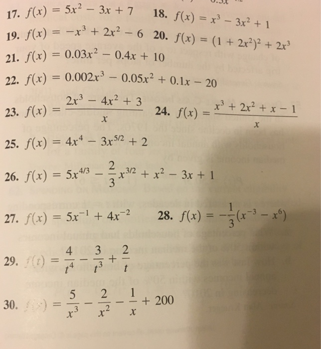 Solved 17 F x 5x 2 3x 7 18 F x X3 3x2 1 x x3 Chegg
