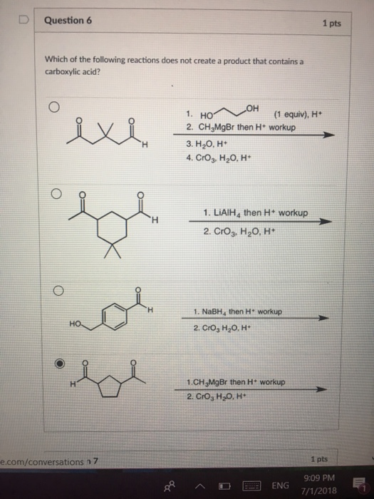 Solved D Question 6 1 pts Which of the following reactions | Chegg.com