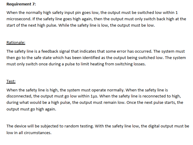 Solved Requirement 7: When the normally high safety input | Chegg.com