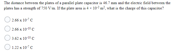 Solved The distance between the plates of a parallel plate | Chegg.com