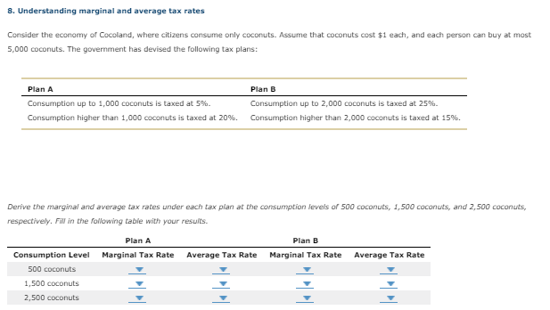 Solved 8 Understanding Marginal And Average Tax Rates Chegg