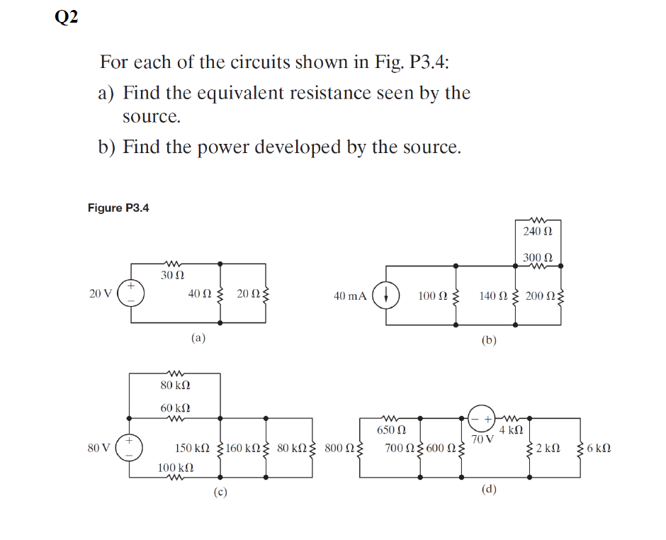 Solved For each of the circuits shown in Fig. P3.3: a) Find | Chegg.com