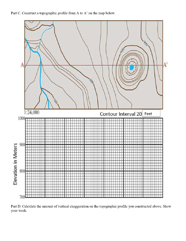 Solved Part C. Construct A Topographic Profile From A To A’ | Chegg.com