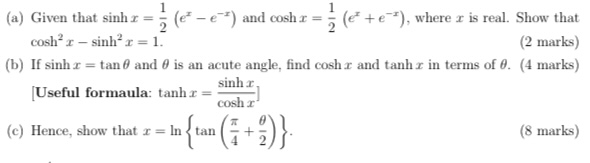 Solved (a) Given that sinhx=21(ex−e−x) and coshx=21(ex+e−x), | Chegg.com