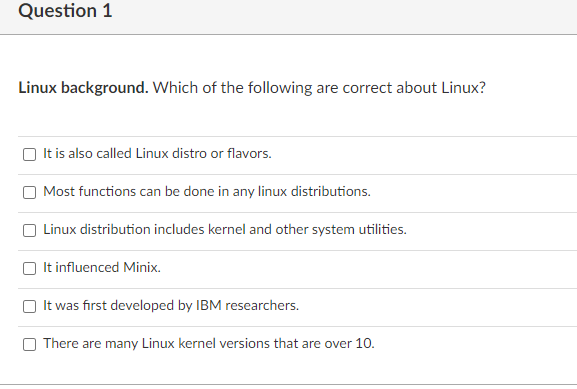 Solved Linux Background. Which Of The Following Are Correct | Chegg.com