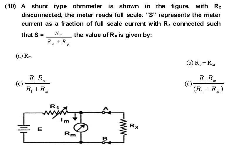 Solved (10) A shunt type ohmmeter is shown in the figure,