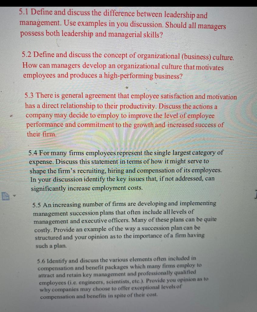 Solved 5.1 Define and discuss the difference between | Chegg.com