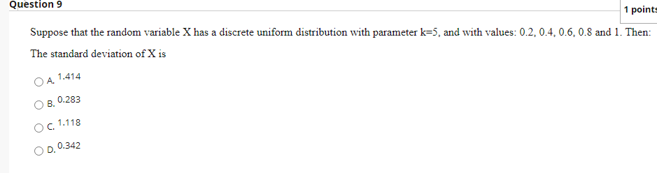 Solved Question 9 1 points Suppose that the random variable | Chegg.com