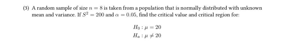 Solved A random sample of size n = 8 is taken from a | Chegg.com