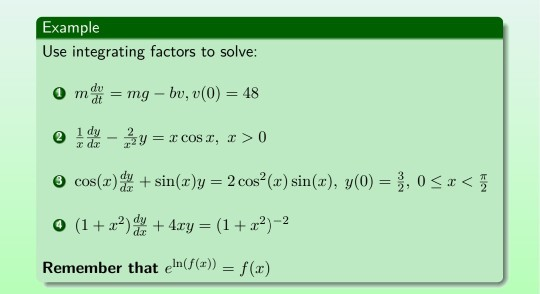 Solved Example Use Integrating Factors To Solve 0 Mm M Chegg Com