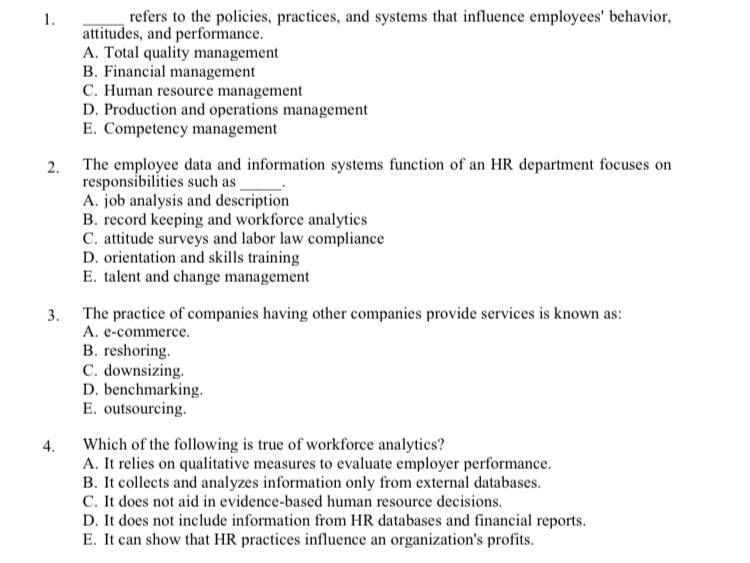 Solved 1. Refers To The Policies, Practices, And Systems | Chegg.com