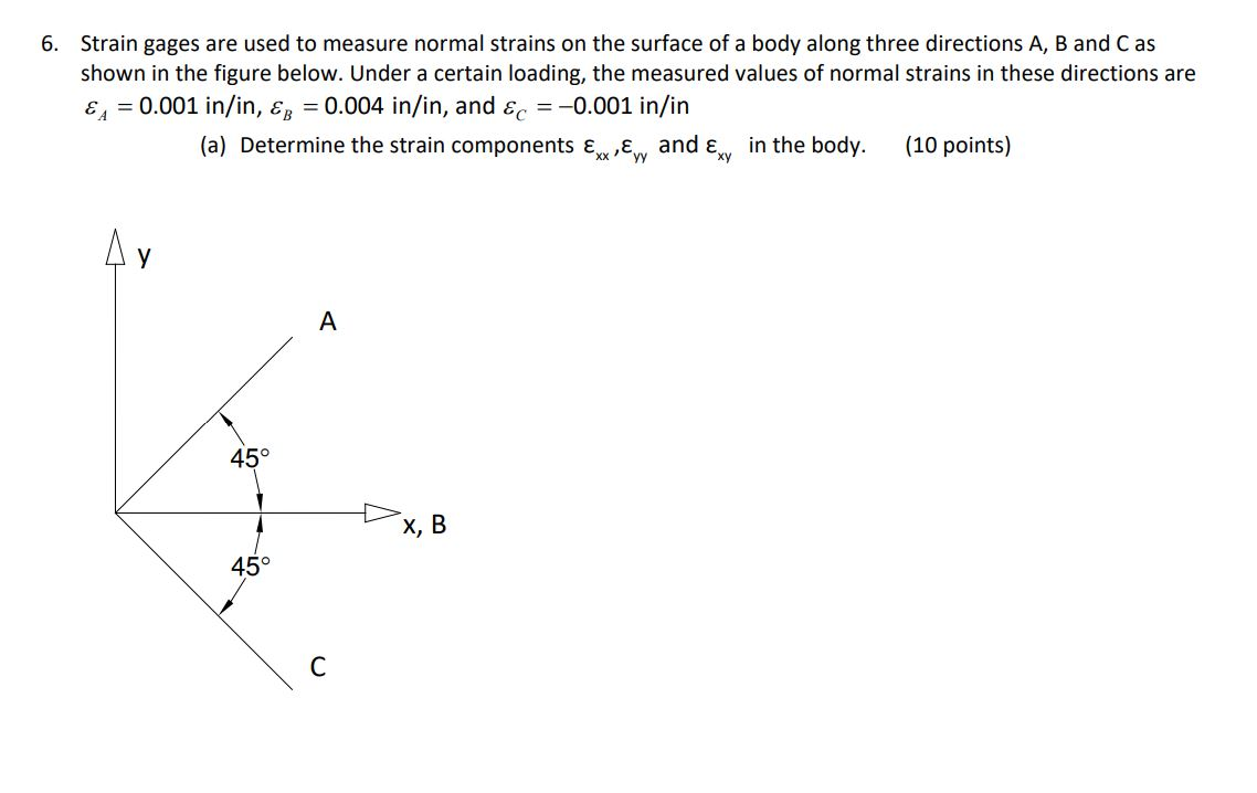 Solved 6. Strain gages are used to measure normal strains on | Chegg.com