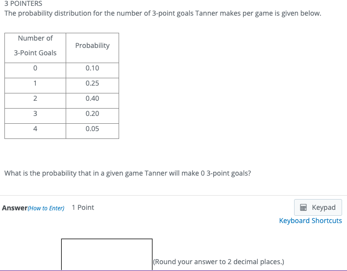 Solved 3 POINTERS The probability distribution for the | Chegg.com