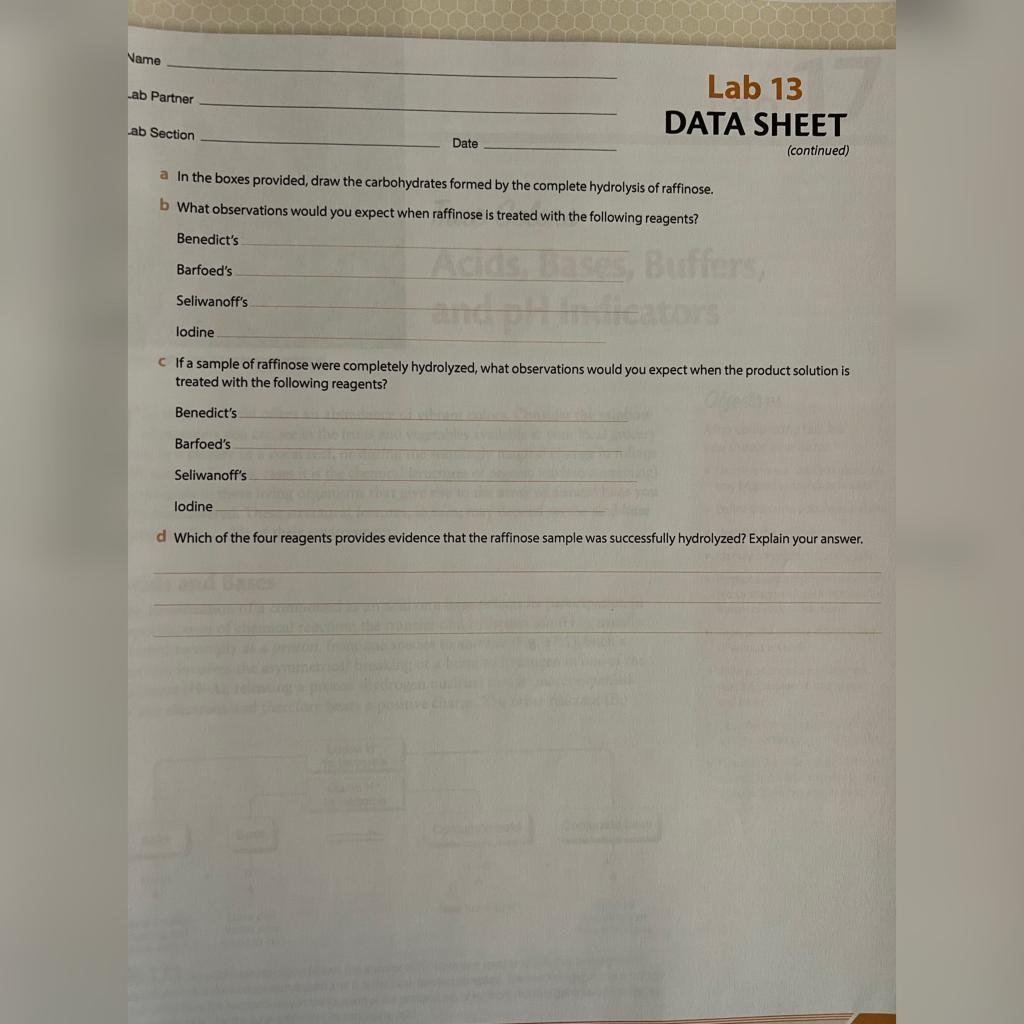 Name Lab Partner da Lab 13 DATA SHEET Lab Section | Chegg.com