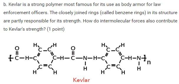 Solved b. Kevlar is a strong polymer most famous for its use