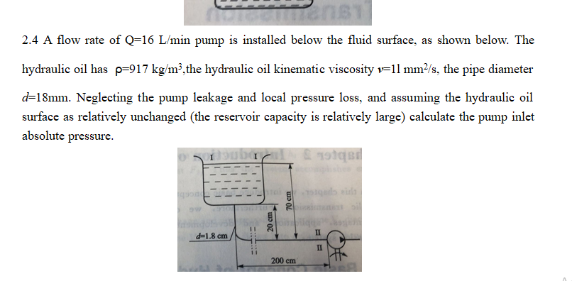 Solved 2 4 A Flow Rate Of Q 16 L Min Pump Is Installed Be Chegg Com