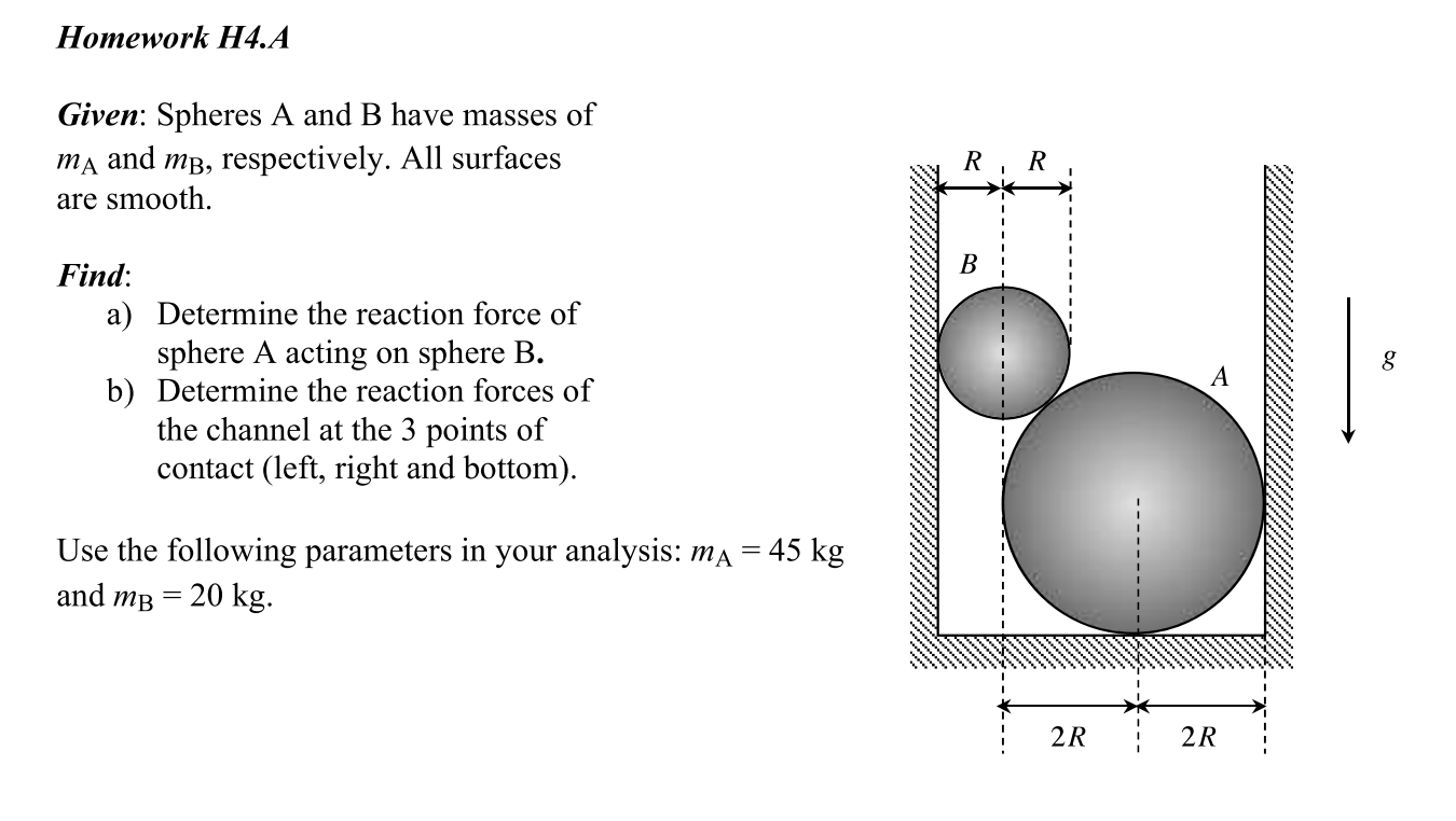 Solved Homework H4.A Given: Spheres A And B Have Masses Of | Chegg.com